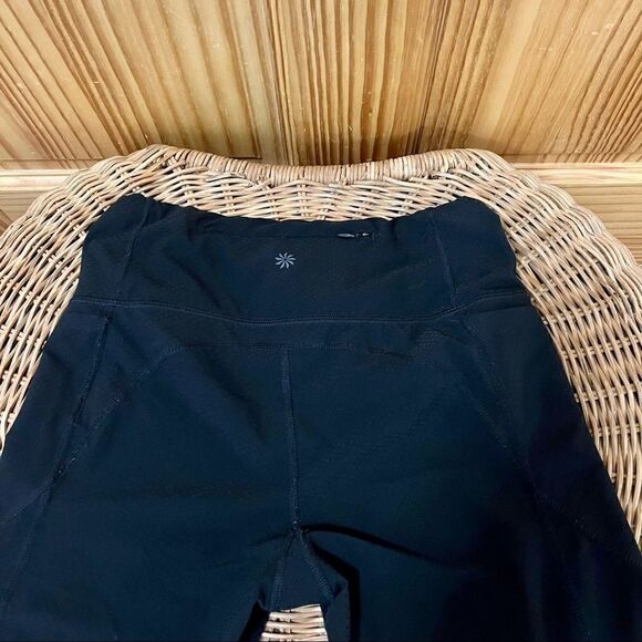 Athleta black cropped crop sheer mesh detail w pockets workout leggings pants XS - Picture 2 of 9